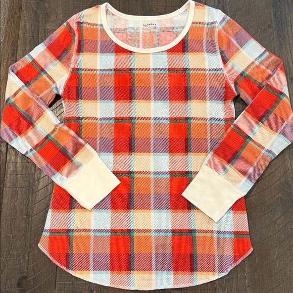 Old Navy Plaid Pajama Set Thermal Waffle Knit Long Sleeve Top S with Pants M - Picture 3 of 16